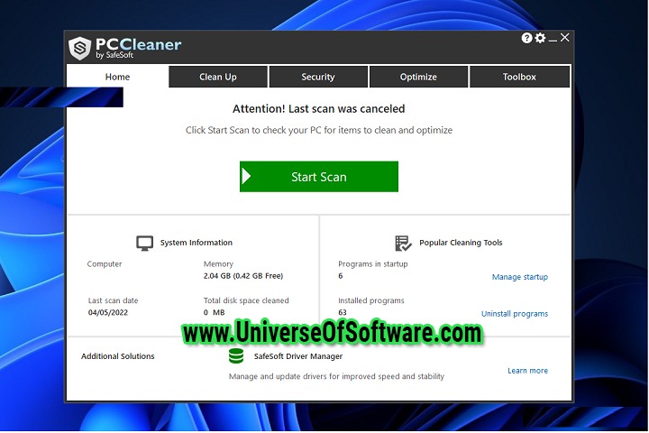 SafeSoft PC Cleaner Pro v7.5.0.6 with Patch