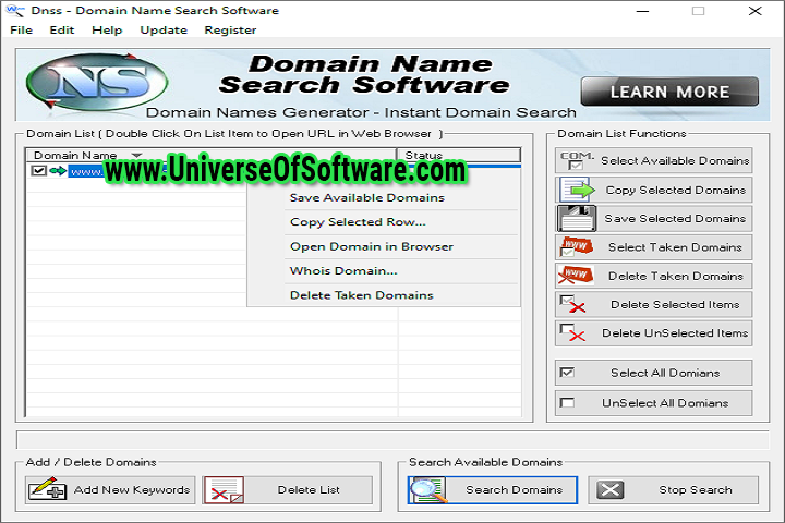 Domain Name Search Software 2.3.0 with Key