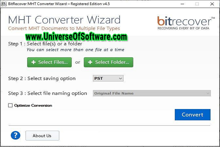BitRecover MHT Converter Wizard 4.5 with Crack