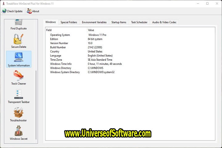 TweakNow WinSecret Plus v3.5 Free Download