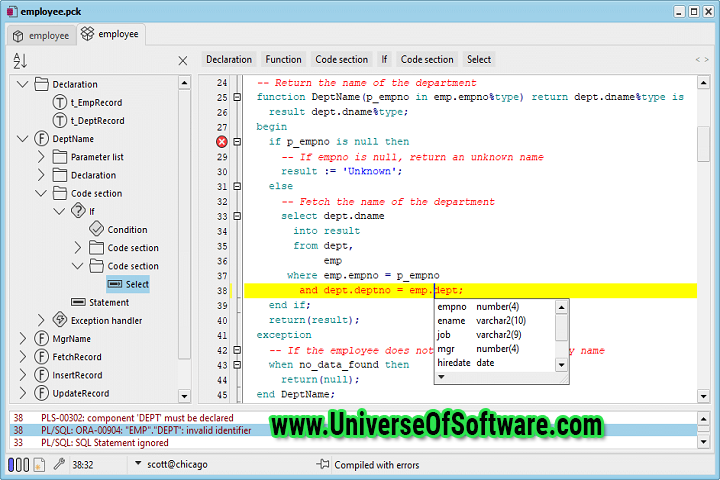 Features of PL / SQL Developer Software: