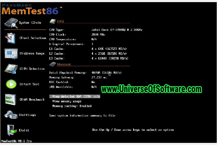 Overview of PassMark MemTest86 Features